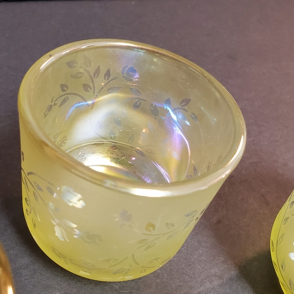 Vintage Yellow Iridescent Candle Holders - Picture 6 of 8